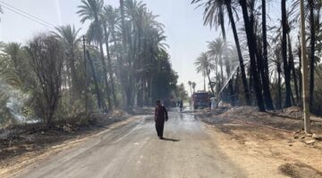 محافظ أسوان يتابع جهود السيطرة على حريق بقرية الصعايدة